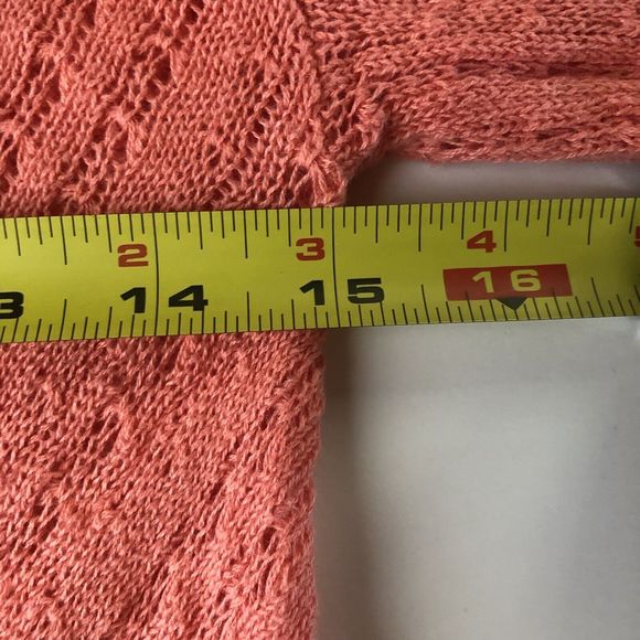 Caslon open front Waterfall Crochet Orange cardigan Small - Picture 11 of 11